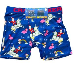 Crazy Boxer 2 Pack Funny Santa Riding Unicorn Christmas Holiday Underwear